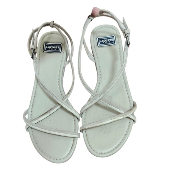 Lacoste Paris Leather Sandals Straps Grey Womens  Size 6 - Picture 7 of 10